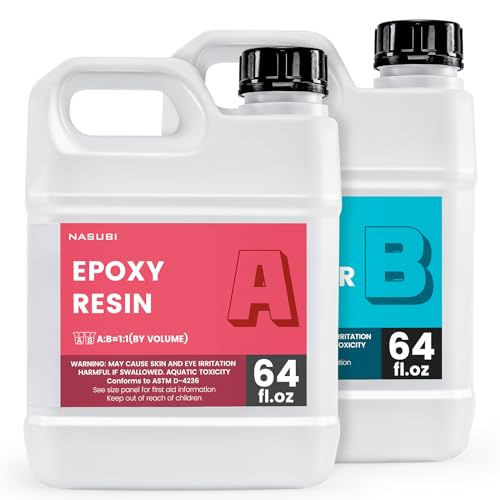 NASUBI Crystal Clear Epoxy Resin 1 Gallon Easy to Use Resin for Art, Mold, Jewelry, Tabletop, NO Bubbles, NO Odor, UV Resistant, 2 Part Casting Coating Resin for Professional Artists or Beginners