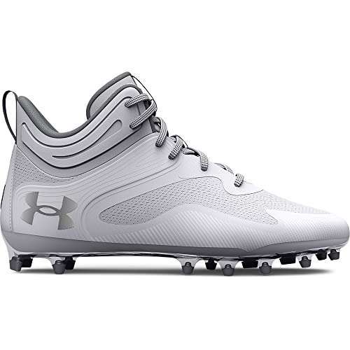 Under Armour Men's Command Mid Lacrosse MT TPU Cleat, (100) White/White/White, 13