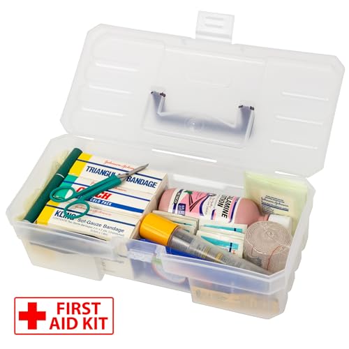 Akro-Mils 12-Inch ProBox Plastic Art Supply, Hobby or Craft Storage Toolbox, Model 09912CLPUR, (12-Inch x 5-1/2-Inch x 4-Inch), Clear