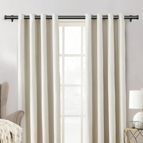 IFELS Heavy Duty Curtain Rods for Windows 28 to 48 Inch, 1 Inch Black Curtain Rods for Outdoor, Farmhouse, Bedroom, Kitchen, Living Room, Adjustable Easy Install Curtain Rods (A4,Black,30"-60")