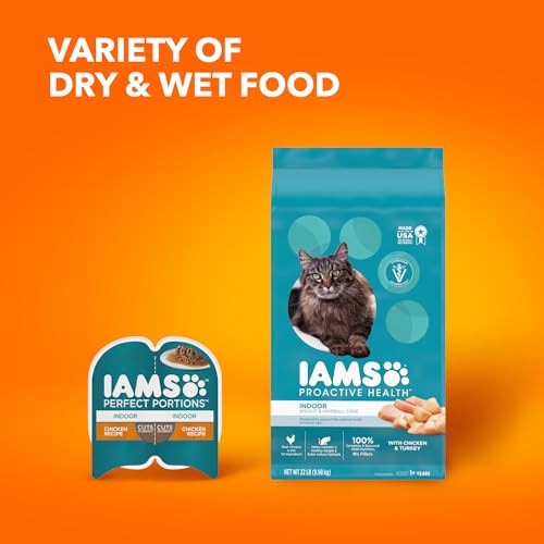 IAMS Proactive Health Indoor Weight & Hairball Care Adult Dry Cat Food with Real Chicken and Turkey, 16 lb. Bag