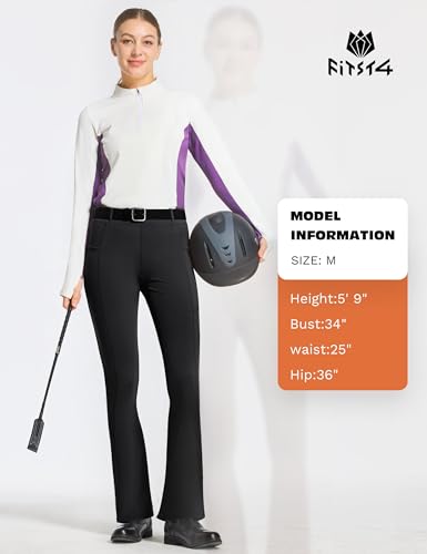 FitsT4 Sports Women's Full Seat Horse Riding Pants Bootcut Riding Tights with Pockets Equestrian Breeches for Women Black XS