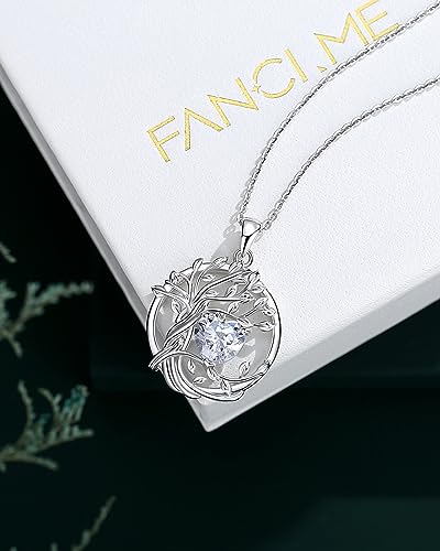FANCIME Tree of life November Birthstone Necklace for Women Sterling Silver Tree Jewelry Natural Citrine Pendant Yellow Topaz Gemstone Anniversary Birthday Christmas Gifts for Wife Mom Her