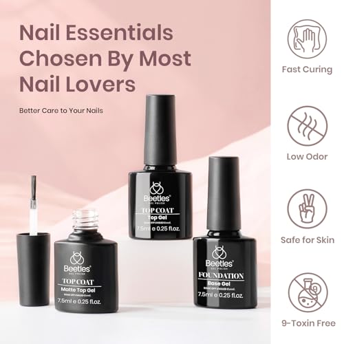 Beetles Gel Nail Polish Kit with Uv Light Base Gel Top Coat, 6 Colors Nude Neutral Gel Polish Starter Kit, Soak off Led Gel Polish Set DIY Manicure Home Nail Essentials Gift for Girls Women