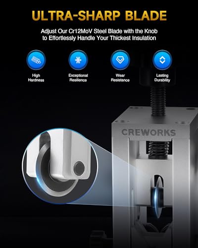CREWORKS Automatic Wire Stripping Machine for 0.06"-1" Copper Wires, Motorized Wire Stripper Tool for 7/0-15 AWG Scrap Electrical Wire Recycling, Electrical Tool for DIY Cable Copper Wire Stripping