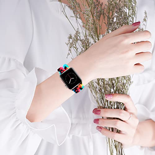 Halloween Scary Hippie Pumpkin Watch Bands Compatible Apple Watch Band 38mm 40mm 41mm 42mm 44mm 45mm 49mm for Women Men, Adjustable Soft Silicone Replacement Smartwatch Wristband for iWatch Series 8 7