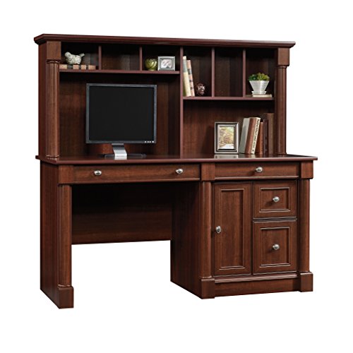 Sauder Palladia Computer Desk with Hutch, Large Storage and File Drawer, Home Office Desk - Select Cherry Finish