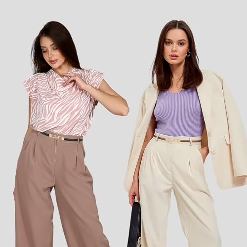 JASGOOD Leather Skinny Women Belt Ladies Thin Waist Belts Plus Size Adjustable for Jeans Pants Dresses with Metal Buckle