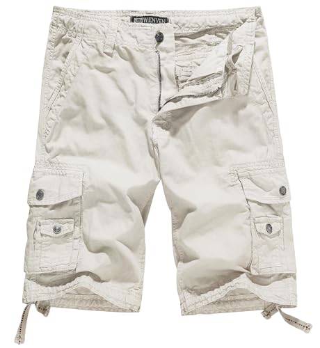 WenVen Men's Big and Tall Cargo Shorts Cotton Summer Short, Blue, 50