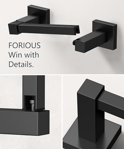 FORIOUS Square Brushed Nickel Toilet Paper Holder Wall Mount, SUS 304 Stainless Steel Modern Paper Toilet Holder Brushed Nickel, Double Post Pivoting Toilet Paper Roll Holder Wall, RV Paper Holder