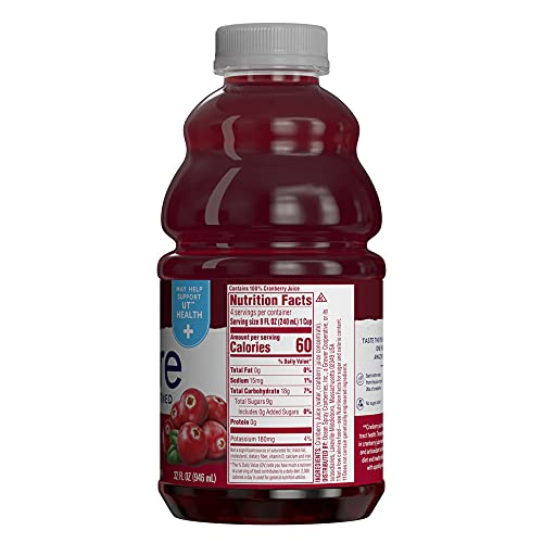 Ocean Spray® Pure Unsweetened Cranberry, 100% Cranberry Juice From Concentrate, 32 Fl Oz Bottle (Pack of 8)