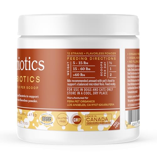 Fera Pets Postbiotics Plus for Dogs– Vet Created Dog Prebiotics & Postbiotics Supplement for Your Pet’s Digestive Health & Immune Support – 120 Scoops