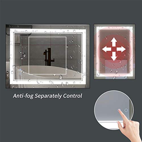 24" x 30" LED Bathroom Mirror LED Wall-Mounted Anti-Fog Mirror Bathroom Mirror with Lights LED Vanity Mirror Dimmable Lighted Bathroom Mirror