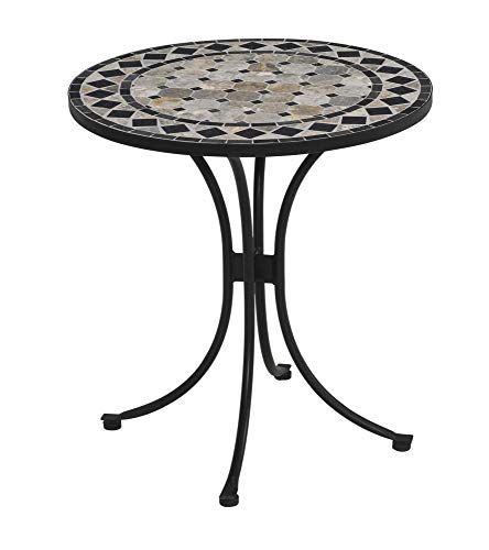 Homestyles Laguna Black Outdoor Bistro Table with Marble Tile Top