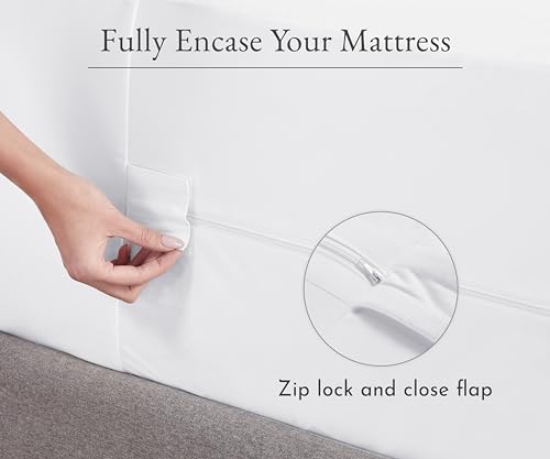 California Design Den 100% Waterproof Zippered Mattress Encasement - Twin Mattress Cover - 6 Sided Protection - Premium Quality, Breathable and Durable Twin Box Spring Cover (White)