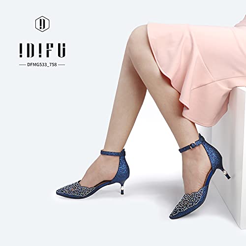 IDIFU Women's IN2 Candice Wedding Rhinestones Sequins Low Kitten Heels Pumps Dress Evening Shoes for Women Bridal Bride(5.5, Gold Glitter)