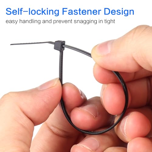 1000 Pcs Black Zip Ties, 3 Inch Small Self-Locking Nylon Cable Ties, Premium Thin Plastic Wraps Wire Ties for Indoor and Outdoor (Black)