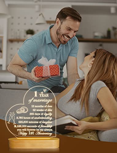 FULLOSUN Anniversary Wedding Gifts for Him/Her, I Love You Night Light 3D Illusion Lamp for Couple Wife Husband Romantic Valentines Wedding Day Present (5th)