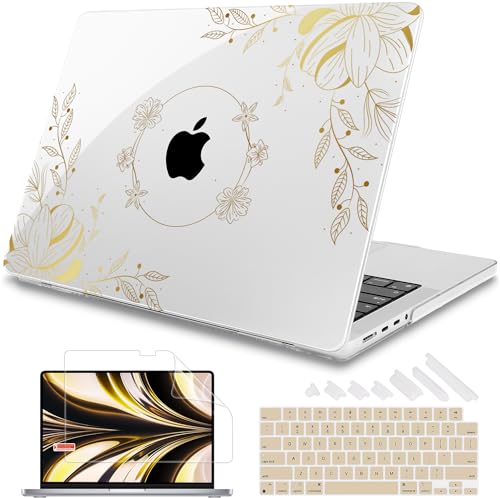Tuiklol for MacBook Pro 14 Inch Case 2023-2021 Release M3 A2918 A2992 / M2 A2779 / M1 A2442 M1/M2 Pro/Max, Hard Shell Case with Keyboard Cover & Screen Protector for Mac Touch ID,Hand Drawn Floral