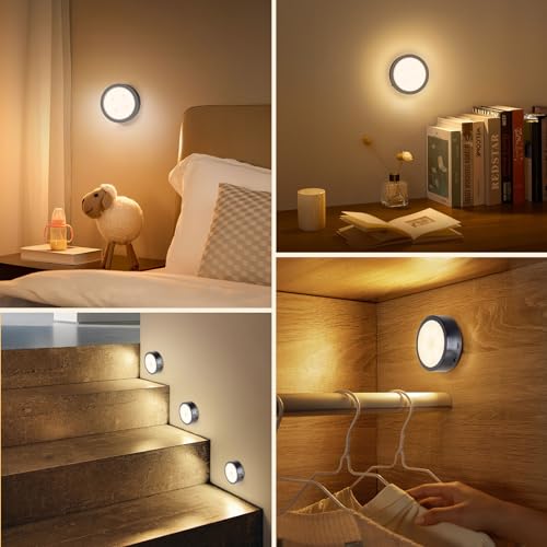 Brightown 2-Pack Picture Lights for Wall,Rechargeable Battery Operated Painting Light Magnetic Art Display Light with Remote, Puck Lights, Dimmable & Timer Art Lighting for Paintings Wireless,Black