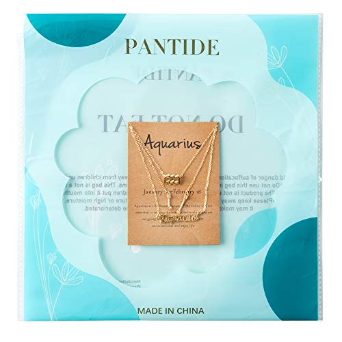 PANTIDE 3Pcs Scorpio Zodiac Layer Necklaces for Women Retro Silver Plated 12 Constellation Pendant Exquisite Letter Horoscope Old English Zodiac Sign Necklace for Birthday Gifts(Silver)