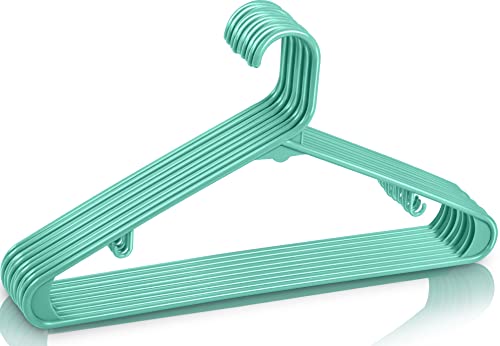 Utopia Home Plastic Hangers 50 Pack - Clothes Hanger with Hooks - Durable & Space Saving Coat Hanger - Heavy Duty Aqua Hangers - Skirt Hangers
