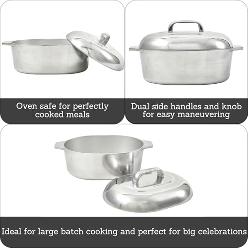IMUSA 11in H. Cajun Cast Aluminum Oval Roaster with Lid