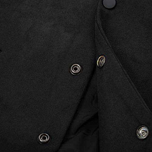 PJ PAUL JONES Men's Suede Leather Suit Vest Casual Western Wedding Vest Jacket Slim Fit Vests Waistcoat Black S