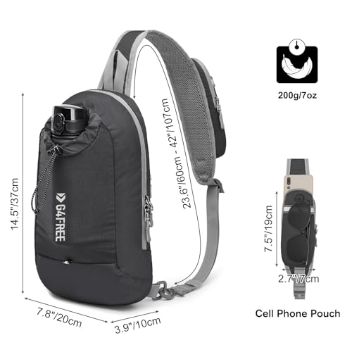 G4Free Sling Bag RFID Blocking Lightweight Crossbody Backpack Chest Shoulder Bag for Travel Sports Running Hiking (Black)