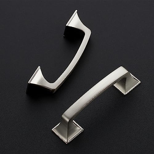 10 Pack Kitchen Cabinet Handles 5 Inch Hole Center Brushed Nickel Cabinet Pulls Solid Suqare Foot Drawer Pulls for Kitchen Cabinet Door Handles Silver Arch Dresser Handles for Cabinets and Drawers