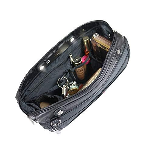 Littbag Handbag Organizer with Patented LED & Auto 60-sec Shutoff - Featured in Oprah's Favorite Things – Purse Organizer with 12 Compartments, Clear Pockets, Zippered Privacy Pocket & More (Black)