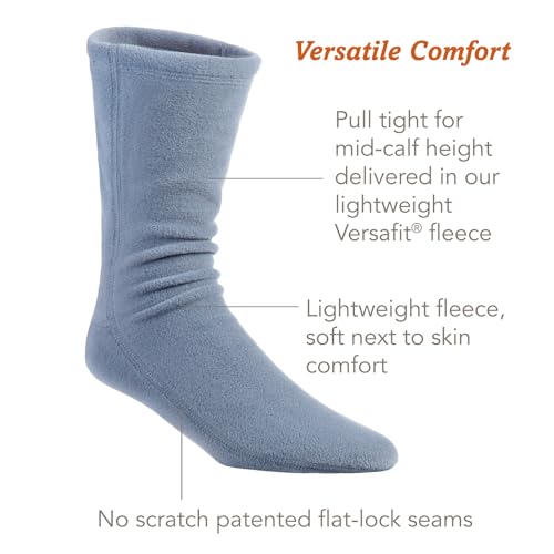 Acorn Versafit, Breathable and Moisture Wicking, Mid-Calf Fleece Sock, Charcoal Cable, 8.5-9.5 Women/7-8 Men