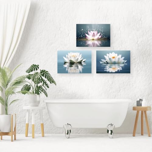 CXHOSTENT Lotus Flower Canvas Wall Art Zen Wall Decor Spa Pictures Print Modern Meditation Spirit Bathroom Yoga Room Decor Frame (Lotus - 1, 12.00" x 18.00")