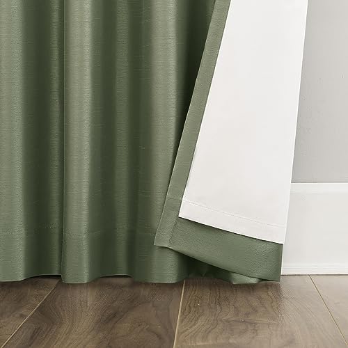 Sun Zero Greyson Faux Dupioni Silk Thermal Extreme Total Blackout Back Tab Curtain Panel, 50" x 63", Bordeaux Red
