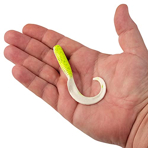 Berkley Gulp! Grub Fishing Soft Bait , Chartreuse Pepper Neon, 4"