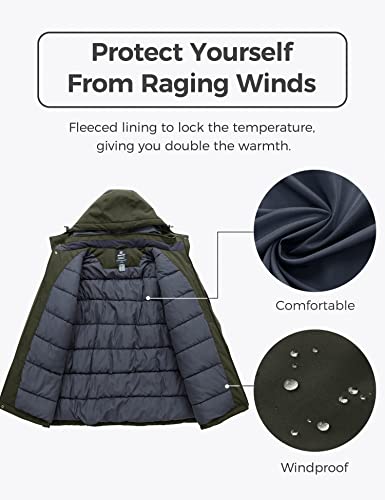 wantdo Men's Big and Tall Winter Jackets Waterproof Winter Snow Coat Windproof Raincoat Black Large Tall