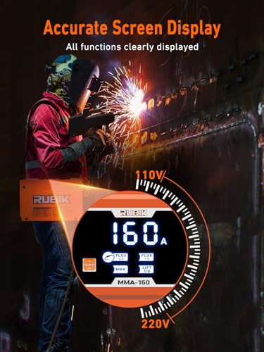 Rubik Mini 160A Stick Welder 110/220V, 3 in 1 Welder Machine MIG/MMA/Lift Tig, Portable ARC Welding Machine with IGBT Inverter, Digital LCD Dispaly Welder. (Not Spool Gun)