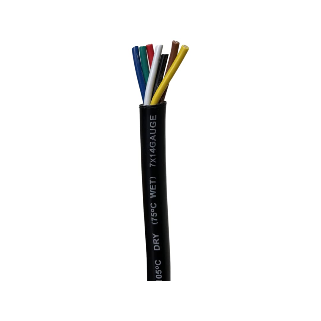 14 Gauge 7 Way Conductor Extension RV Trailer Wire Cable Wiring Insulated 50 Feet 14/7