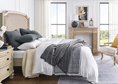 COCOPLOCEUS 1pc 18x18 Throw Pillow Cover Boho Decorative Pillow Shams Stone Washed Cotton Pillowcase Waffle Square for Couch Sofa Chair Bed Car, Blue Grey