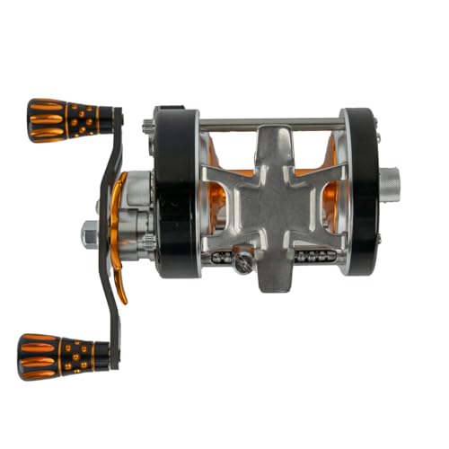 Catfish Pro Tournament Series 600CTS Round Baitcasting Reel - 6+1 Stainless Steel Ball Bearings, 5.3:1 Gear Ratio, 19lb Drag, Brass Gears, Centrifugal Brake, Durable & Powerful for Big Catfish Fishing