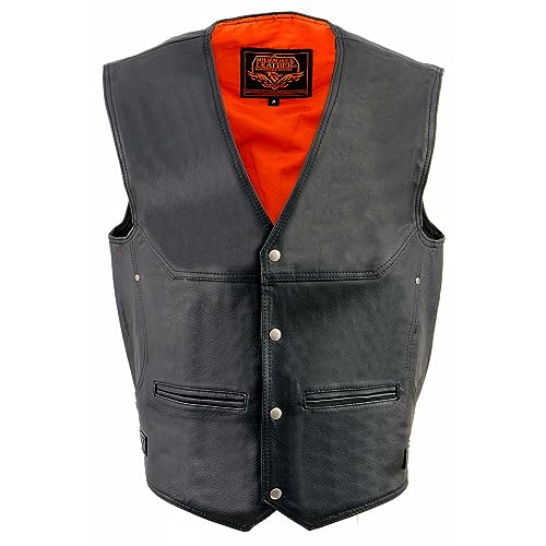 Milwaukee Men's Deep Pocket Leather Vest (Black, X-Small)