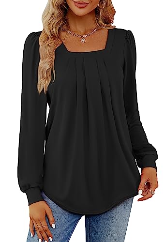 Funlingo Women 2024 Fashion Long Sleeve Shirts Soft Winter Clothes Loose Trendy Ladies Tops and Blouses Light Purple S