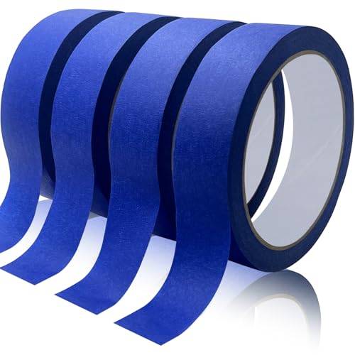 Blue Painters Tape, Masking Tapes, Premium Painter's Tape (88yd=4Rolls*0.94in*22yd), Adhesive Paint Tape for Wall Painting, DIY Artist Craft Arts, Decoration, Drafting, No Residue,Easy Removal