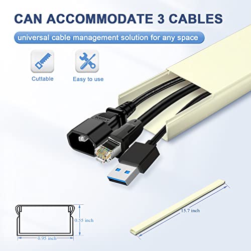 Cord Cover Wall Raceway Kit - 157" Cable Concealer, Wire Hiders for TV Wall Mounting and Wire Management, Beige