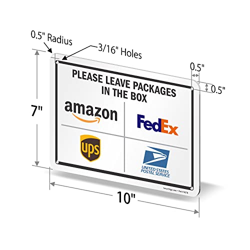 SmartSign 7 x 10 inch “Please Leave Packages In The Box - Amazon, FedEx, UPS, USPS” Delivery Instructions Metal Sign, 40 mil Laminated Rustproof Aluminum, Multicolor, Made in USA