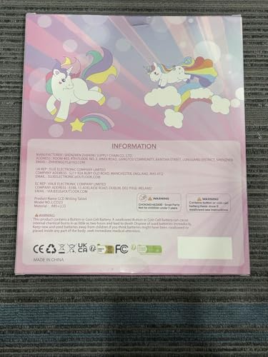 LCD Writing Tablet for Kids, Unicorn Colorful Screen Doodle Board, Toddler Educational Travel Toys, Christmas Birthday Gift for 3 4 5 6 7 Year Old Girls Purple