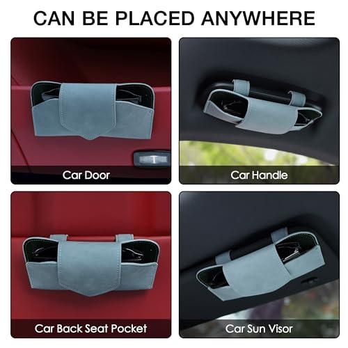COOLYOUTH Sunglass Holder for Car Visor Car Sunglass Holder Glasses Holder with Clip Car Accessories for Women Men(01 Blue Gray)