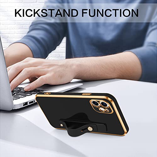 VENINGO iPhone 11 Case, Phone Cases for iPhone 11, Slim Fit Soft TPU with Adjustable Wristband Kickstand Scratch Resistant Shockproof Protective Cover for Apple iPhone 11 6.1 Inch 2019, Midnight Green