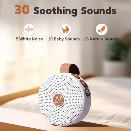 Portable Sound Machine White Noise Machine with 30 Soothing Sounds for Baby Kids Adults Sleeping 32 Volume Levels Rechargeable Brown Noise Sleep Machine for Office Privacy Travel Sound Therapy