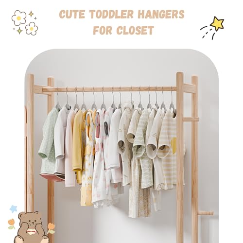 VILICK Baby Hangers for Closet, Kids Velvet Hangers 20 Pack, Non-Slip Toddler Felt Hangers for Infant Baby Clothes, Pants, Shirts & Dresses, Space Saving Small Children Hangers (20 Packs, Grey)
